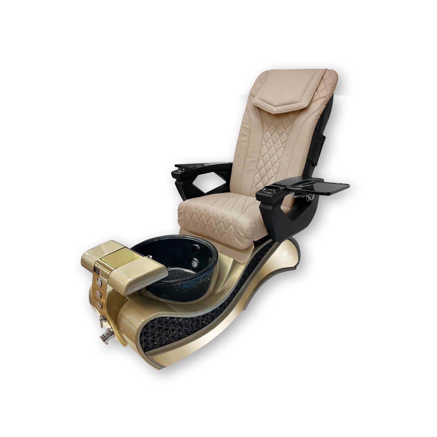 2023 Gold New Wave Pedicure Spa Chair - Fiberglass Bowl - Itech Back Massage