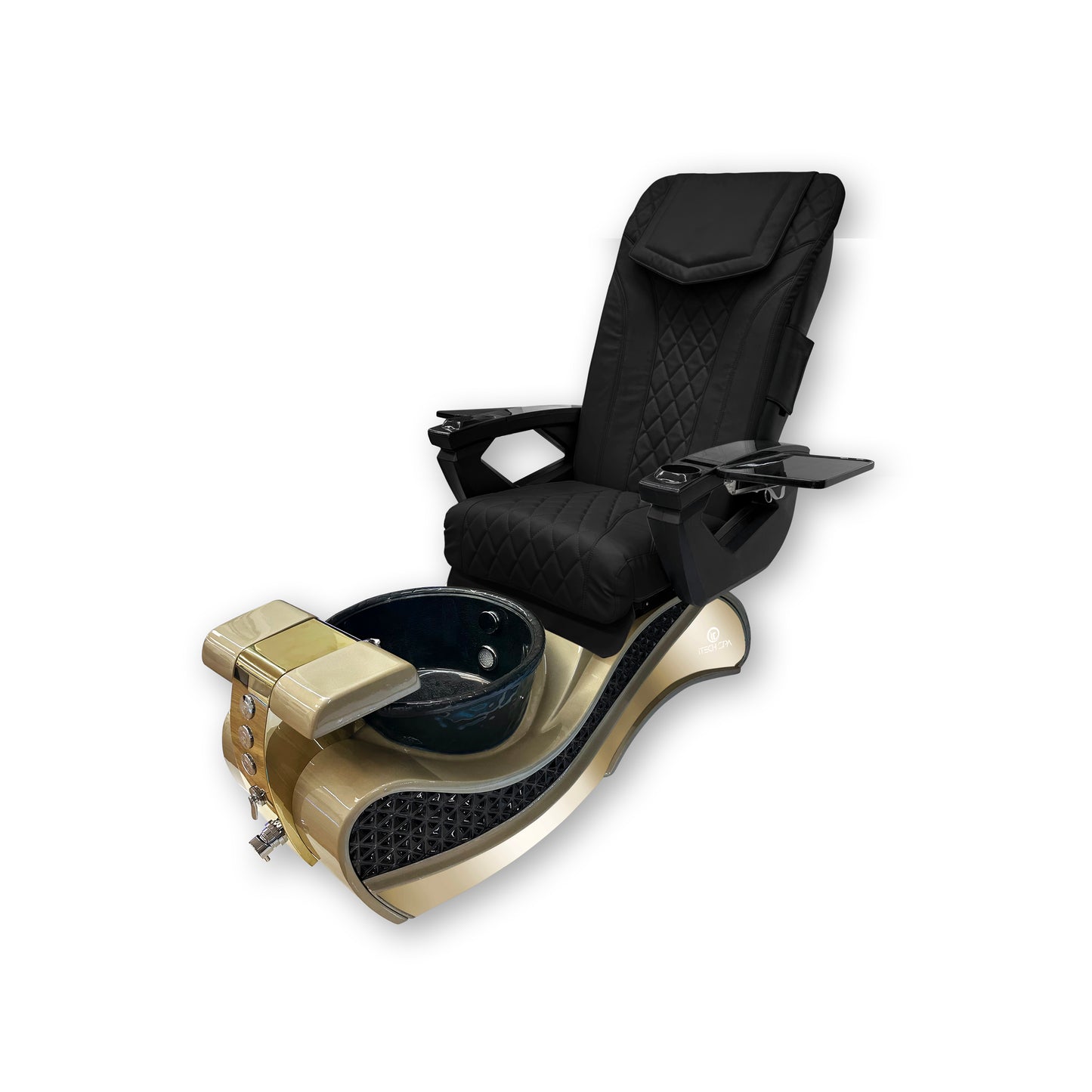 2023 Gold New Wave Pedicure Spa Chair - Fiberglass Bowl - Itech Back Massage