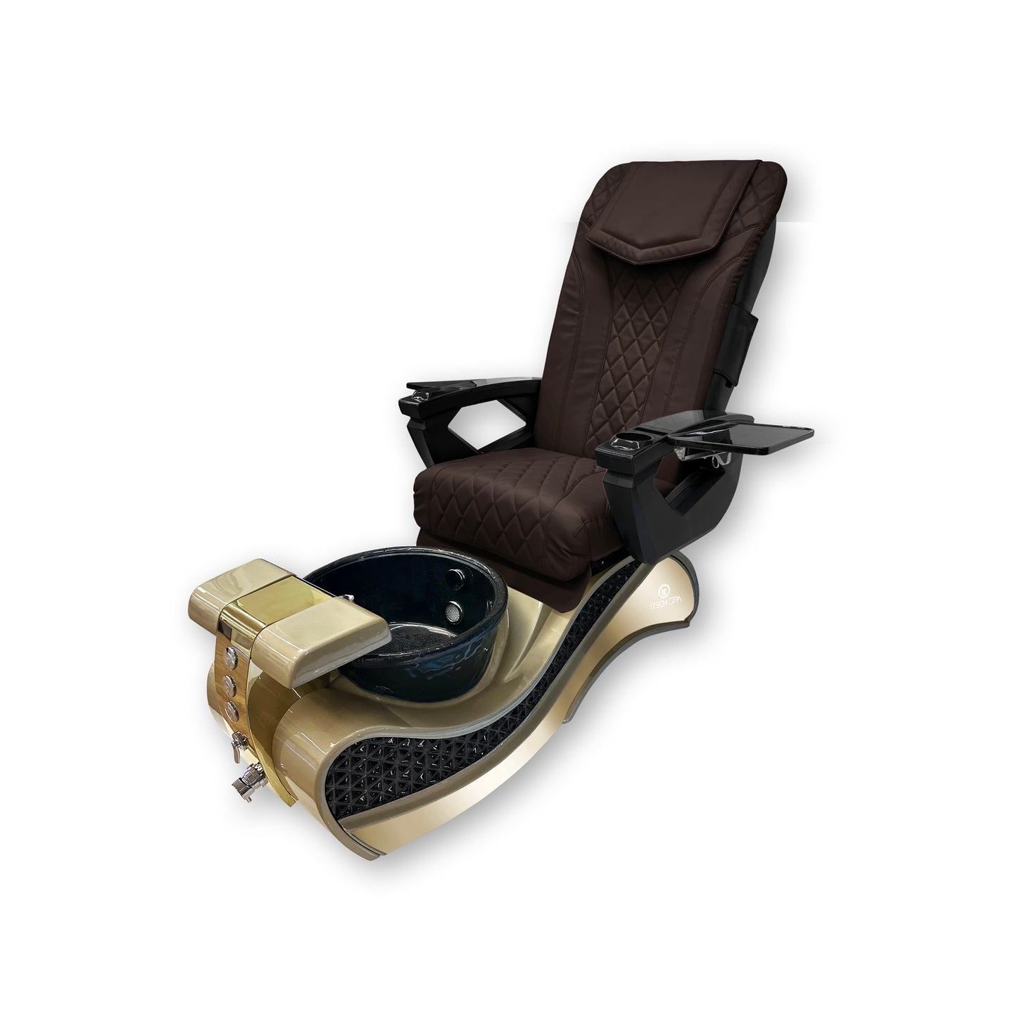 2023 Gold New Wave Pedicure Spa Chair - Fiberglass Bowl - Itech Back Massage