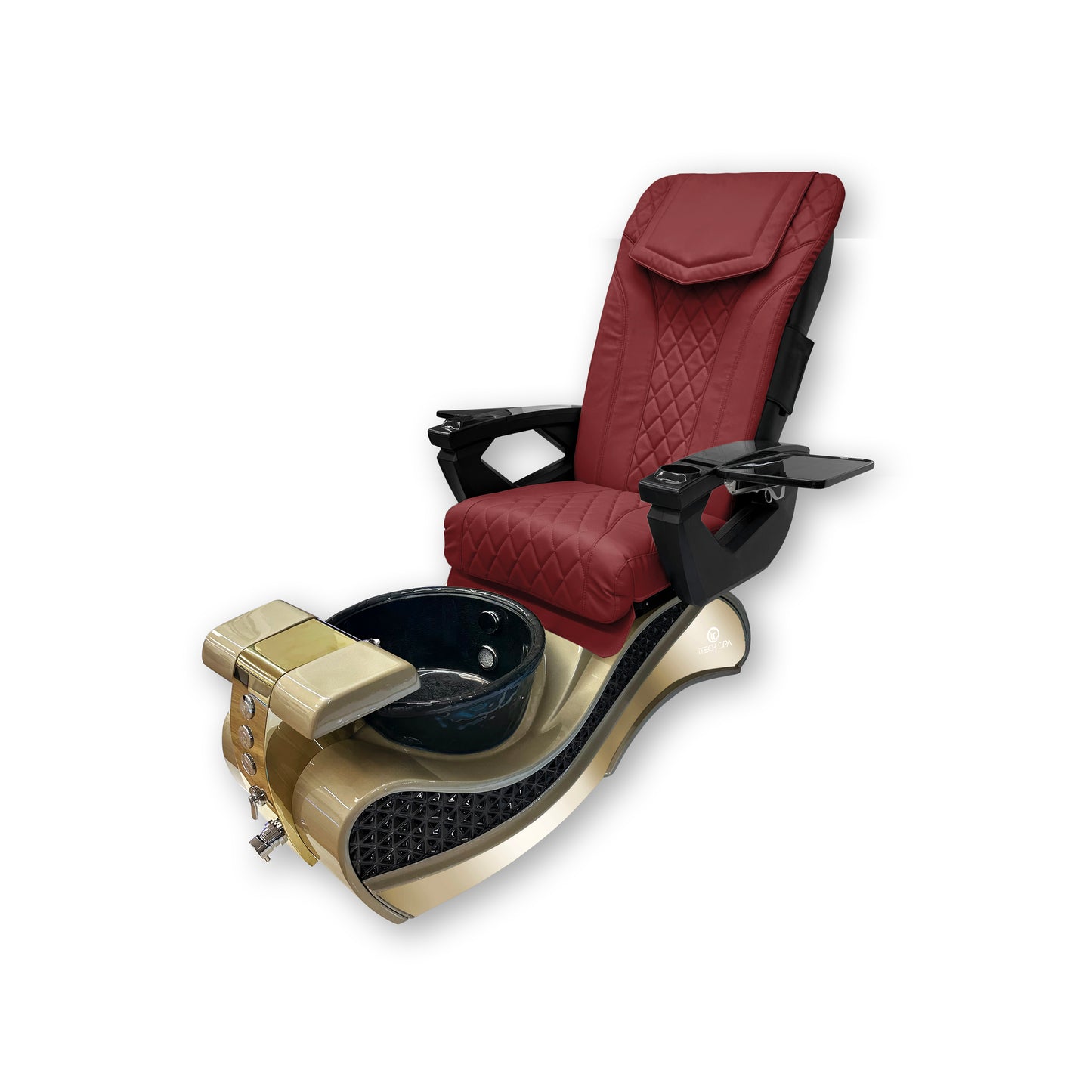 2023 Gold New Wave Pedicure Spa Chair - Fiberglass Bowl - Itech Back Massage