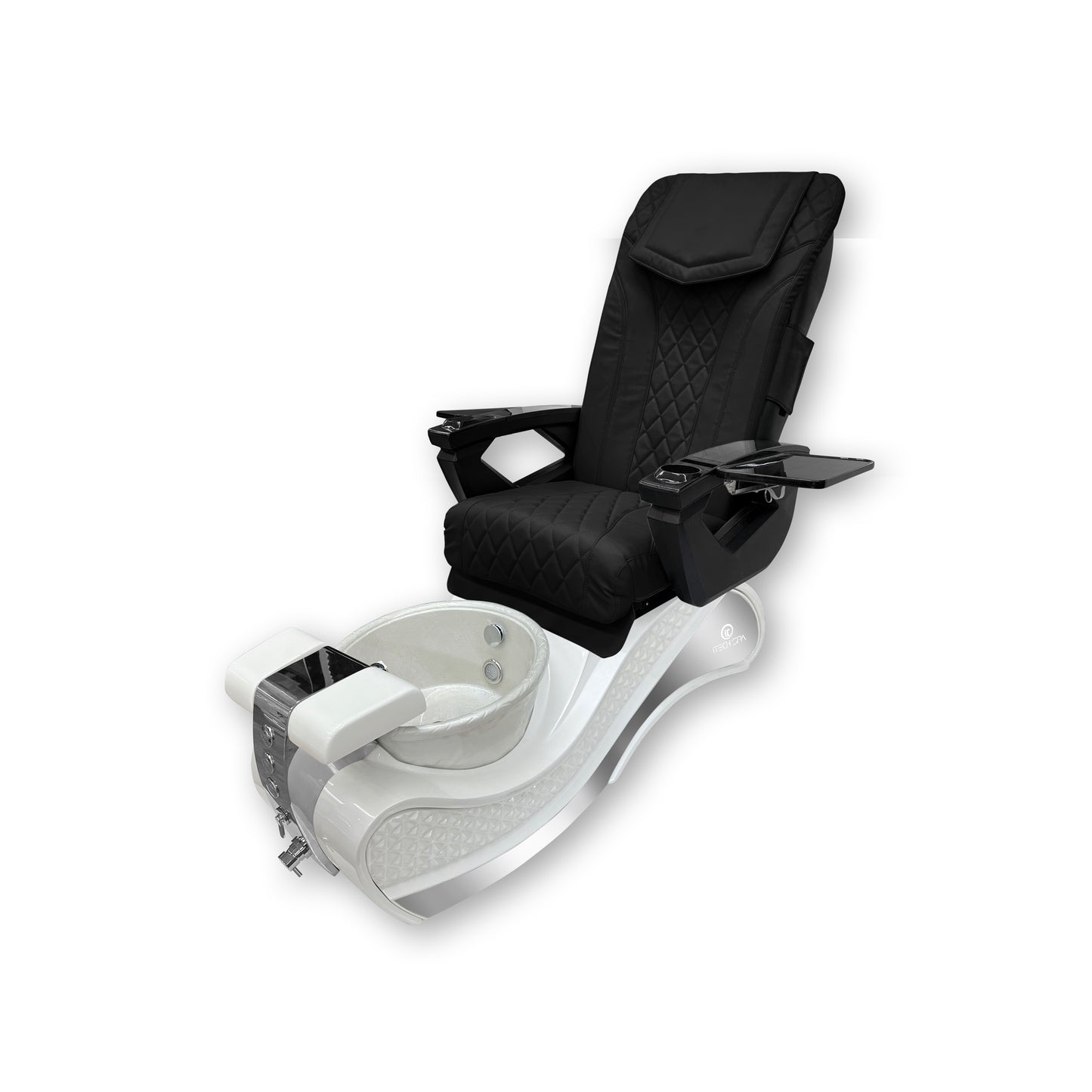 2023 White New Wave Pedicure Spa Chair - Fiberglass Bowl - Itech Back Massage