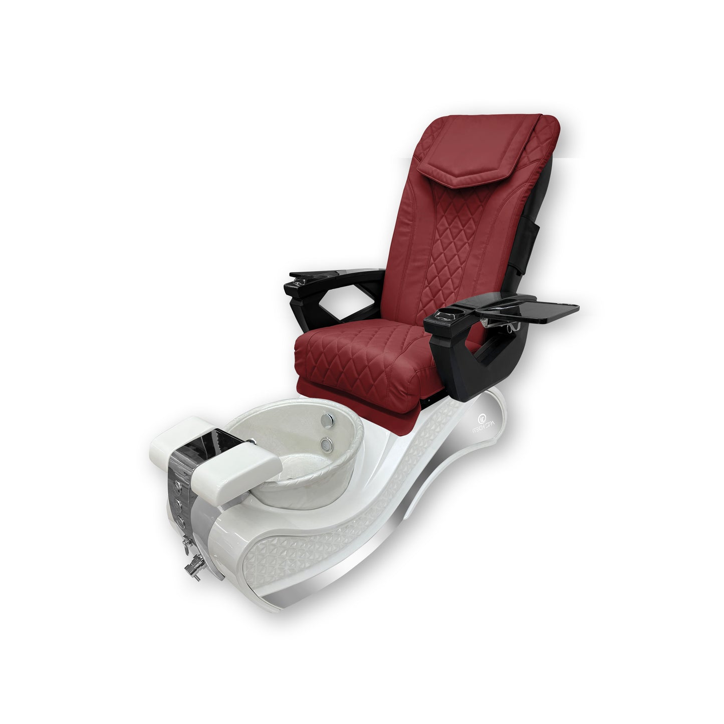 2023 White New Wave Pedicure Spa Chair - Fiberglass Bowl - Itech Back Massage